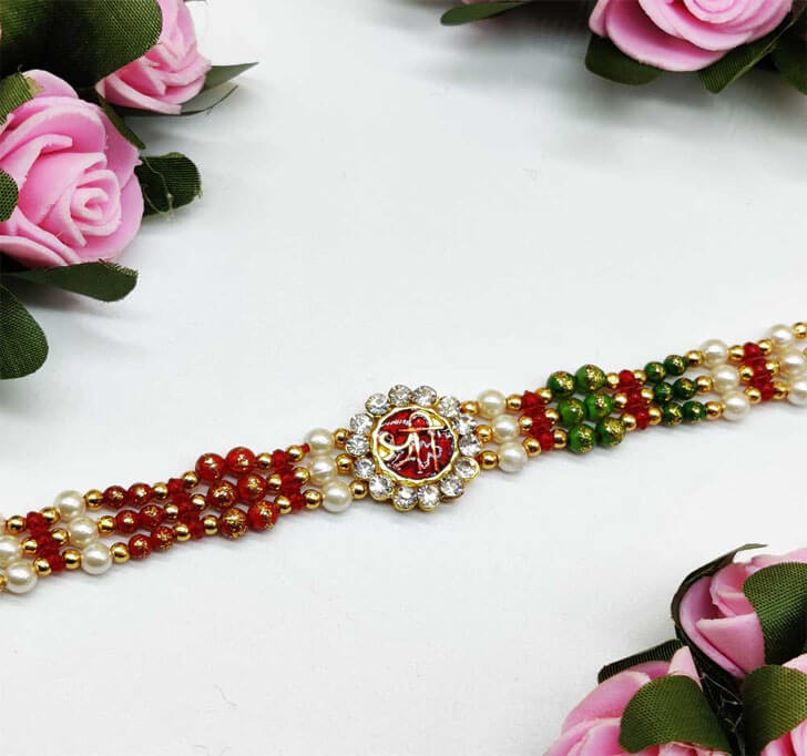 Buy Shree Diamond Stone Center Piece Bhaiya Rakhi