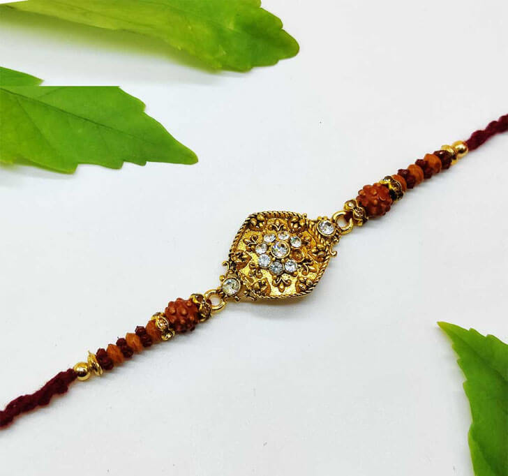 Buy Attractive Diamond Stone Center Piece Bhaiya Rakhi