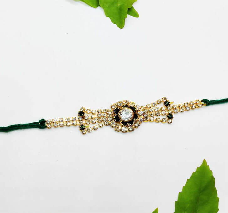 Buy Semi Precious Diamond Stone Bracelet Bhaiya Rakhi
