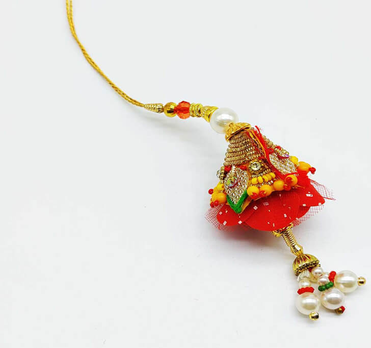 Buy Handmade Pearl Beads Lumba Rakhi