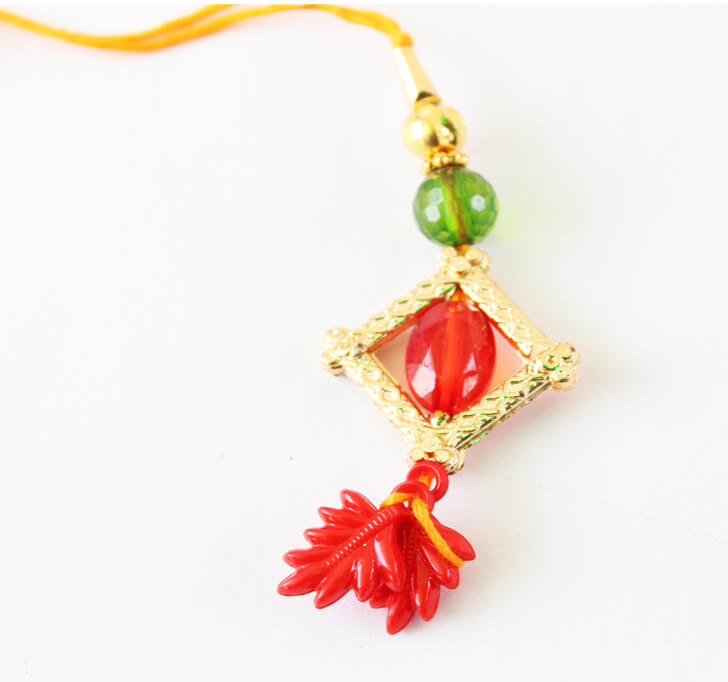 Buy Red Leaf Semi Precious Beaded Lumba Rakhi