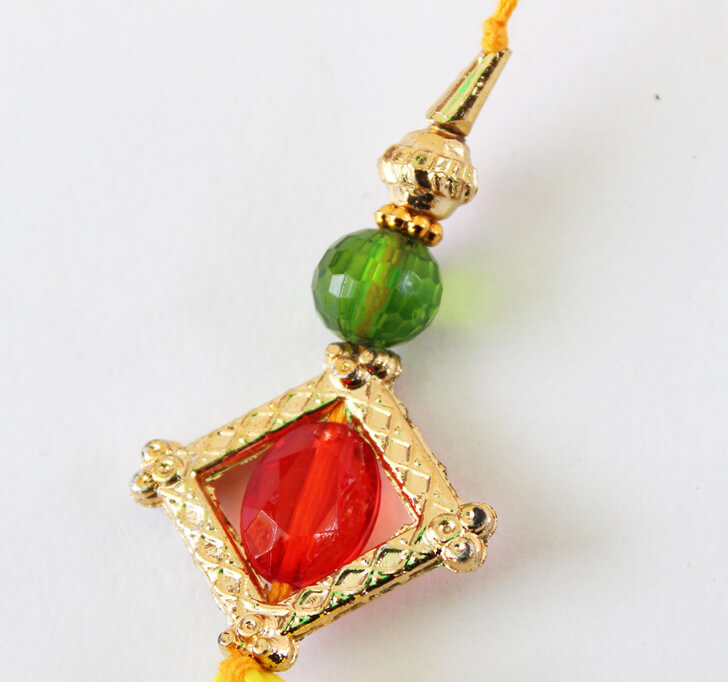 Buy Yellow Red Semi Precious Beaded Rakhi