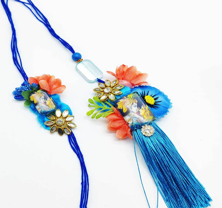 Buy Diamond Colorful Floral Paired Rakhi