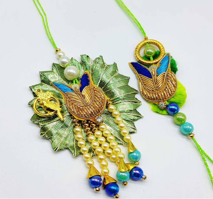 Buy Green Colorful Fancy Bhaiya Bhabi Paired Rakhi