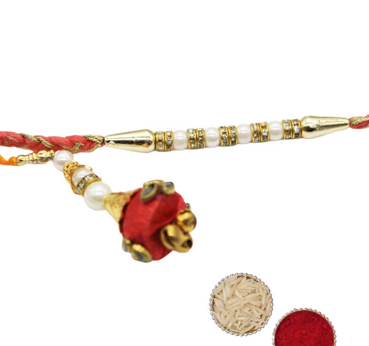 Buy White Pearl Beads Paired Bhaiya Bhabi Paired Rakhi