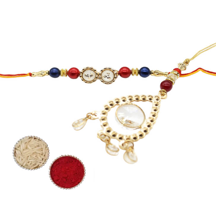 Buy Charming White Pearl Beads Bhaiya Bhabi Paired Rakhi