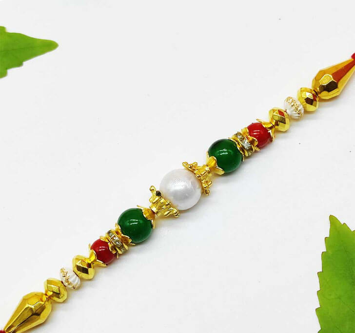 Buy Semi Precious Multicolor Beads Bhaiya Rakhi