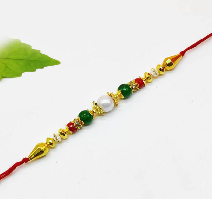 Buy Semi Precious Multicolor Beads Bhaiya Rakhi