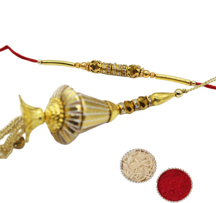Buy Gotta Patti Handmade Lumba Bhaiya Bhabi Paired Rakhi
