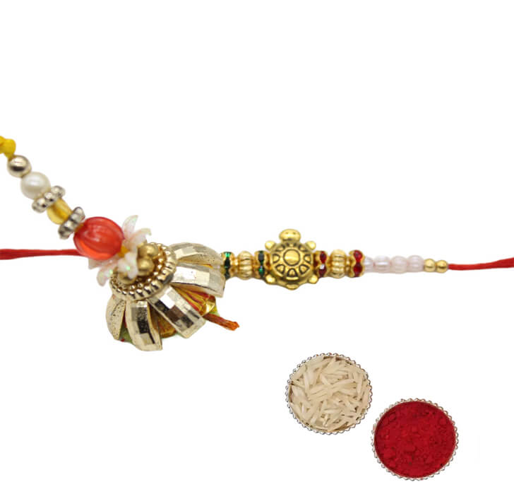 Buy Golden Tortoise Designer Lumba Paired Rakhi