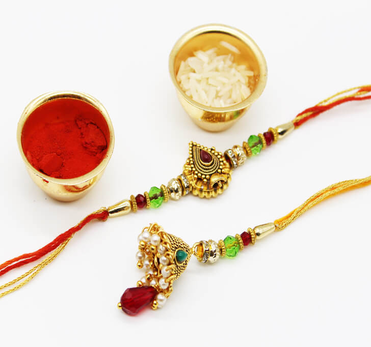 Buy Multi-Color Kundan Designer Pair Rakhi