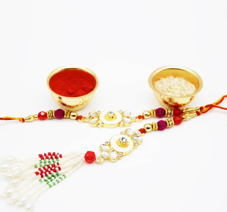 Buy Kundan Stone Designer Pair Rakhi