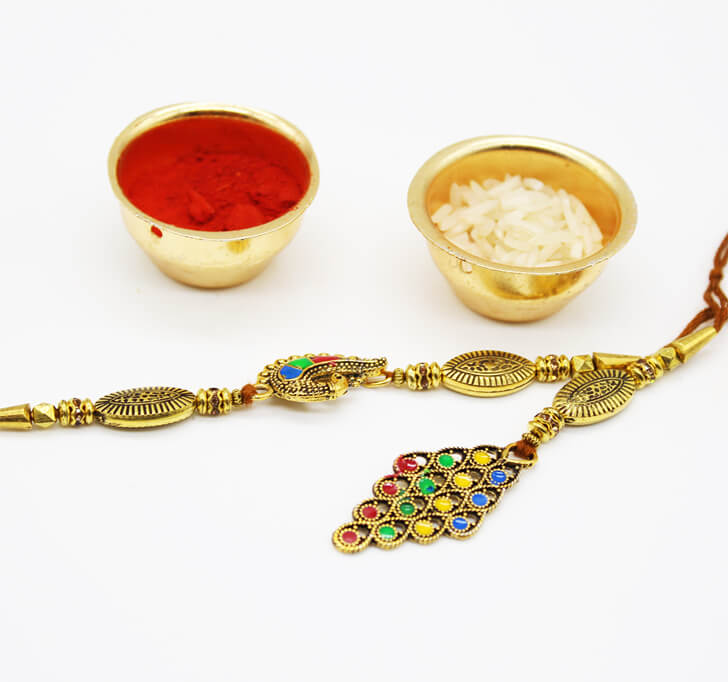 Buy Peacock Multi-Color Designer Pair Rakhi