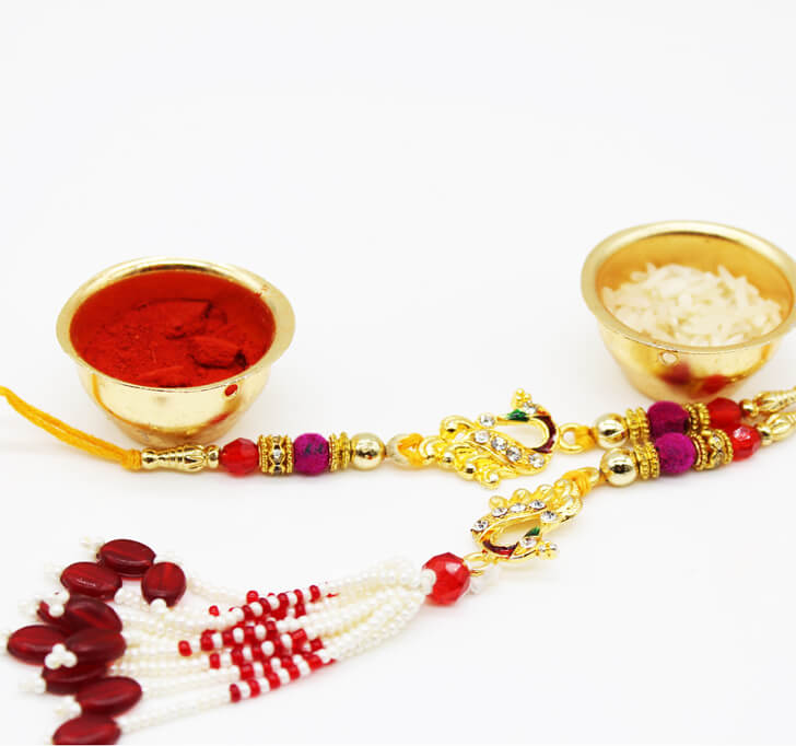 Buy Golden Diamond Peacock Designer Pair Rakhi