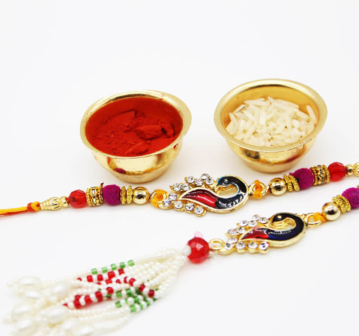 Buy Peacock Diamond Pair Rakhi