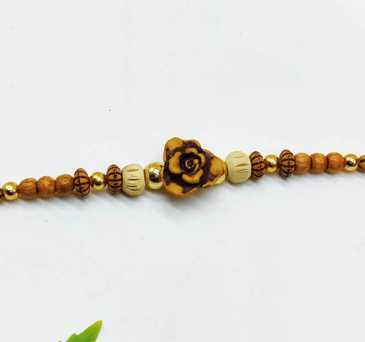 Buy Wooden Beads Center Piece Bhaiya Rakhi