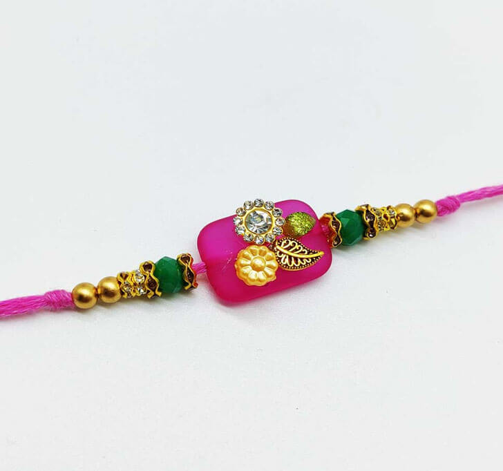 Buy Charming Pink Diamond Center Piece Bhaiya Rakhi