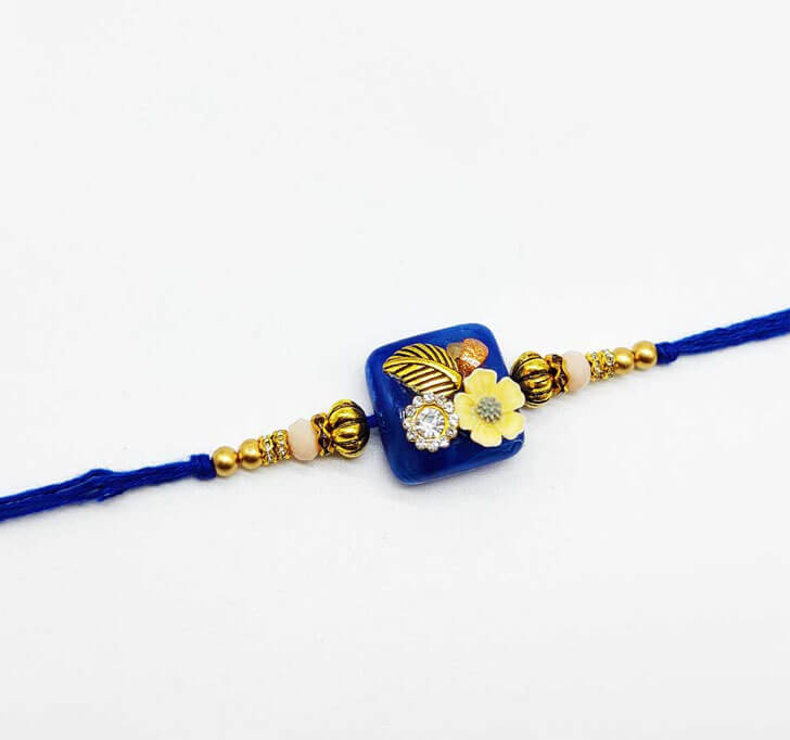 Buy Royal Blue Designer Beads Bhaiya Rakhi