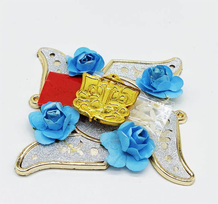 Buy Silver Swastik Designer Pooja Thali