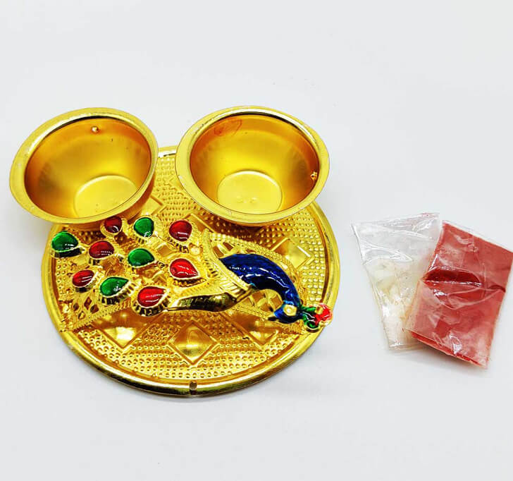 Buy Golden Designer Pooja Thali