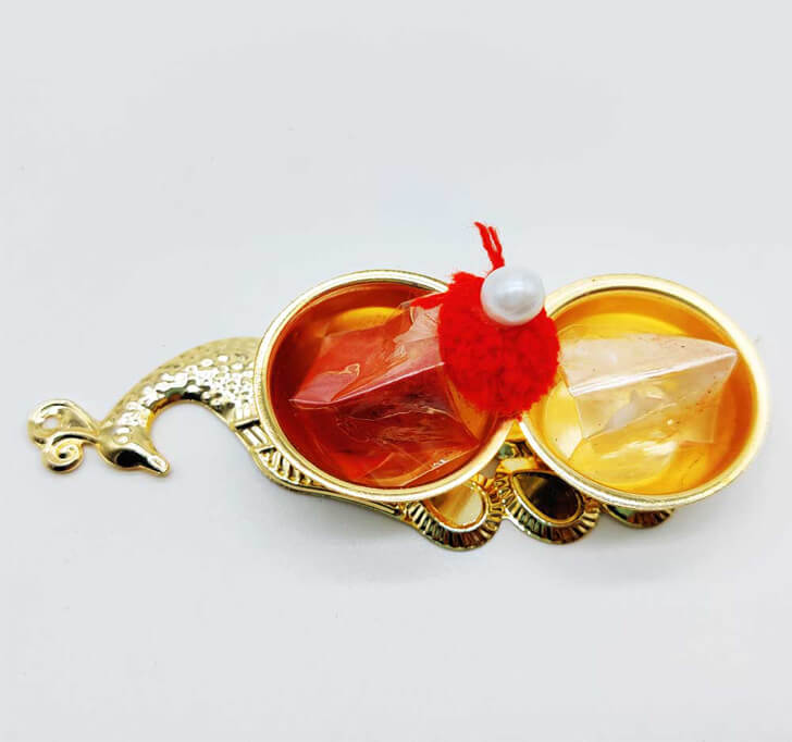 Buy Peacock Designer Golden Pooja Thali With Multi Colored Rakhi