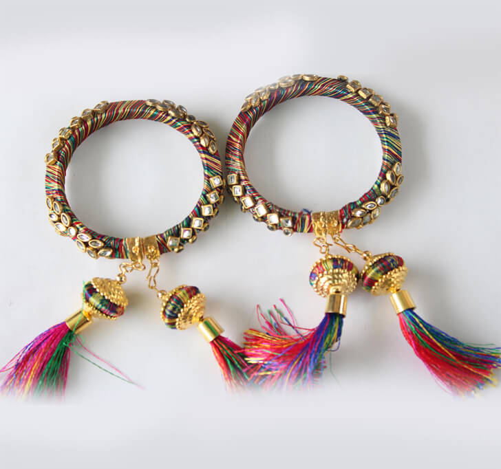 Buy Multi-Color Silk Thread Kundan Stone Lumba Kada Rakhi