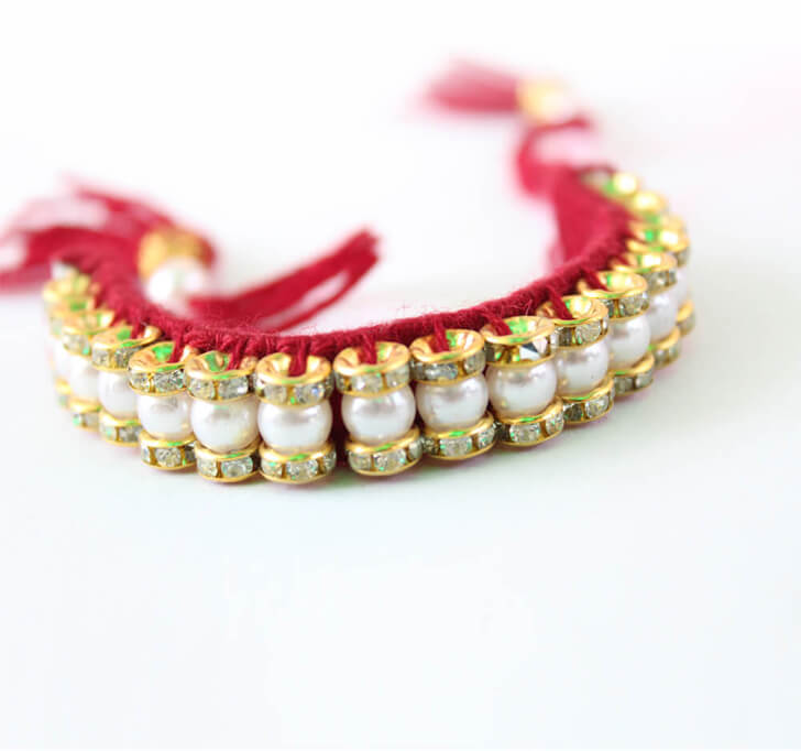 Buy White Golden Silk Thread Kada Rakhi