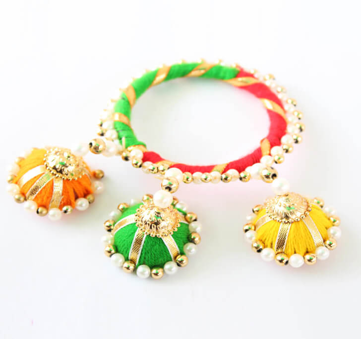 Buy Gota Silk Thread Beaded Kada Rakhi