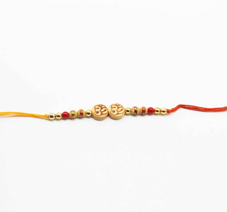 Buy Wooden OM Designer Bhaiya Dora Rakhi