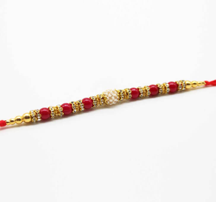 Buy White Artificial Pearl Beads Dora Bhaiya Rakhi