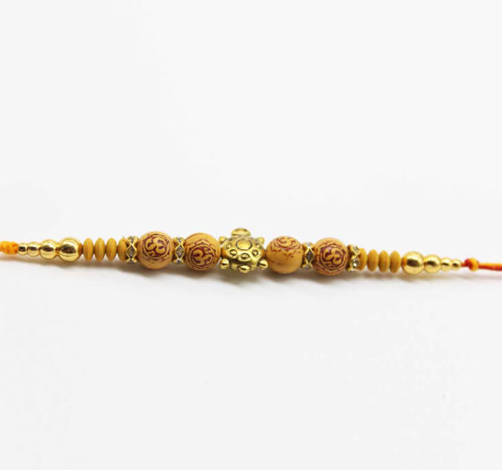 Buy Tortoise Wooden Beads Designer Dora Bhaiya Rakhi