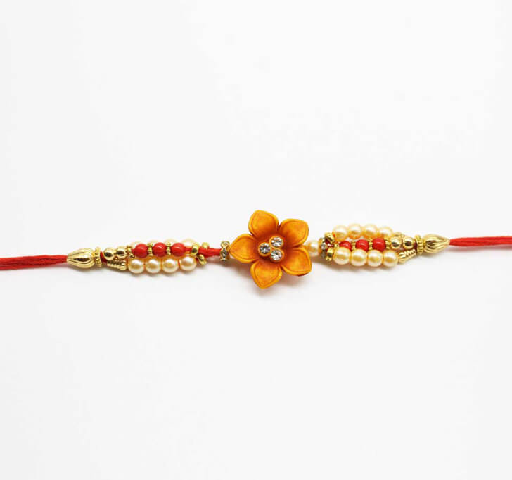 Buy Floral Semi Precious Beads Dora Bhaiya Rakhi