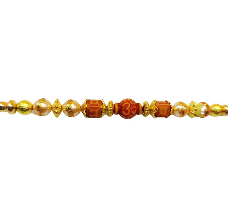 Buy OM Designer Wooden Beads Dora Bhaiya Rakhi