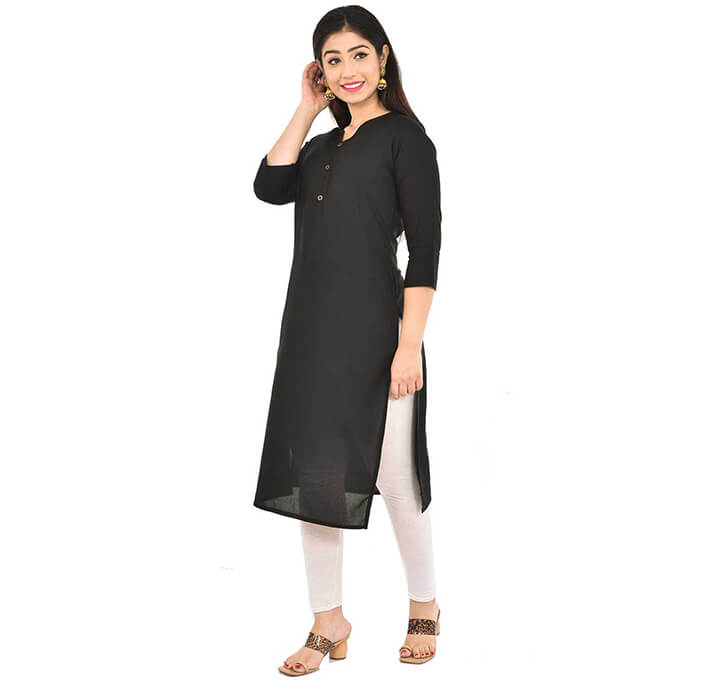 Buy Black Neck Kurti (Regular Casual Kurtis For Office, Home)