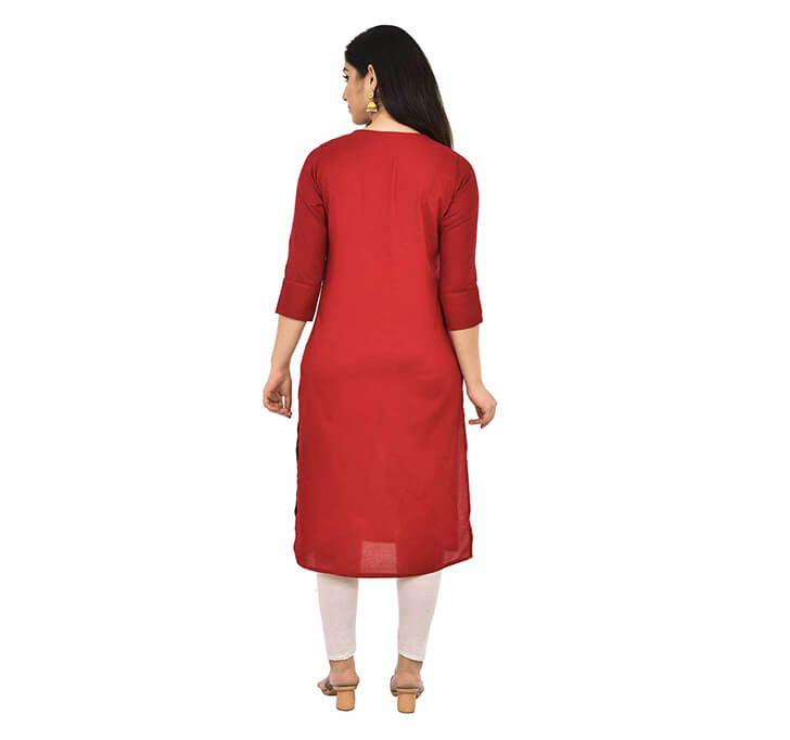 Buy Maroon Neck Kurti (Regular Casual Kurtis For Office, Home)