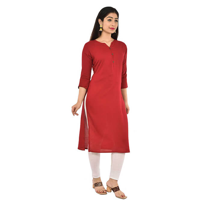 Buy Maroon Neck Kurti (Regular Casual Kurtis For Office, Home)