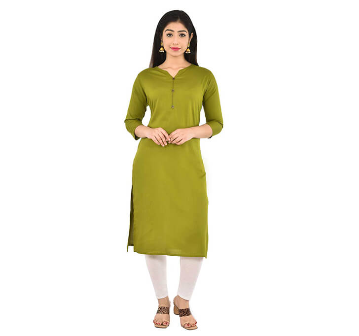 Buy Mehandi Neck Kurti (Regular Casual Kurtis For Office, Home)