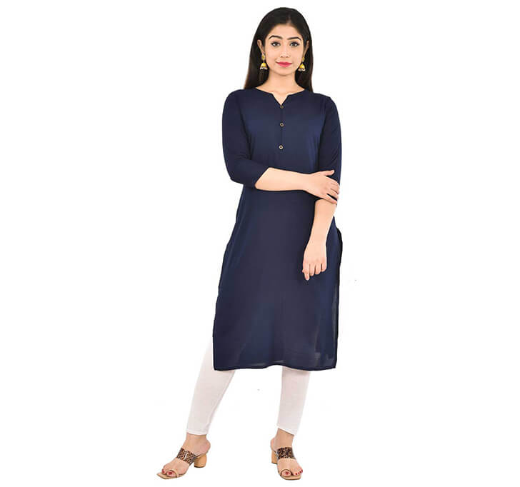 Buy Navy Blue Neck Kurti (Regular Casual Kurtis For Office, Home)