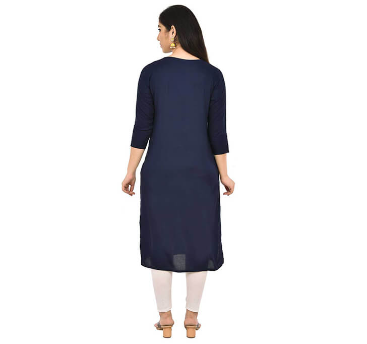 Buy Navy Blue Neck Kurti (Regular Casual Kurtis For Office, Home)