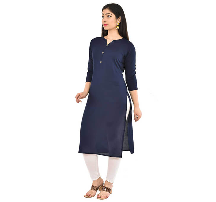 Buy Navy Blue Neck Kurti (Regular Casual Kurtis For Office, Home)