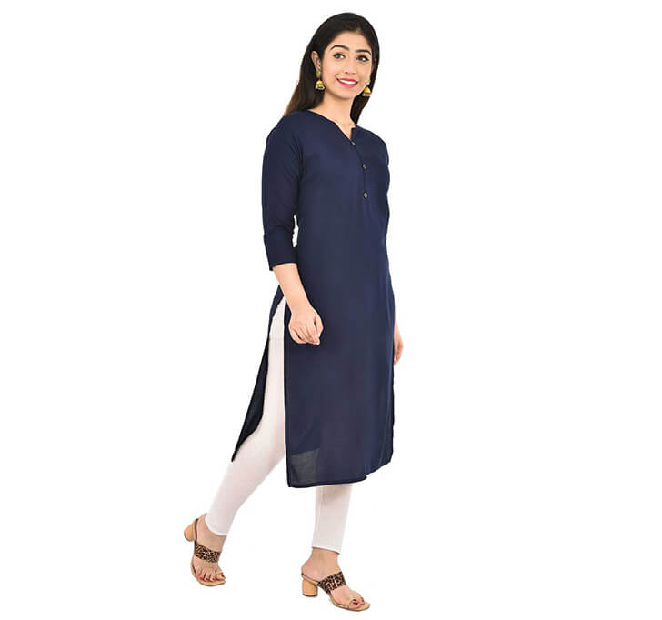 Buy Navy Blue Neck Kurti (Regular Casual Kurtis For Office, Home)