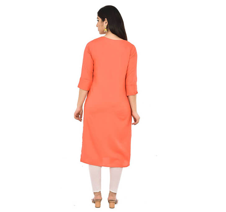 Buy Peach Neck Kurti (Regular Casual Kurtis For Office, Home)