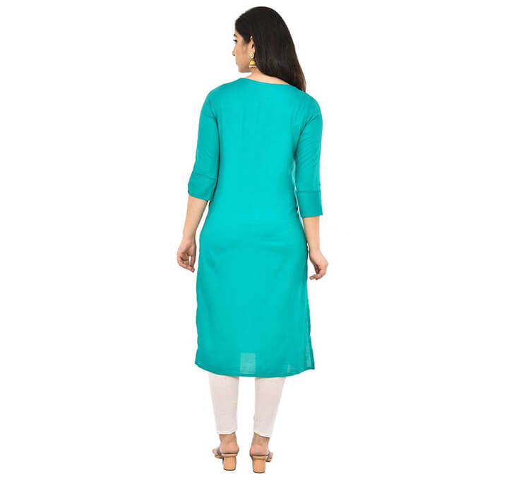 Buy Sky Blue Neck Kurti (Regular Casual Kurtis For Office, Home)