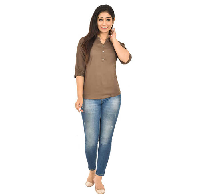 Buy V-Neck Brown Top