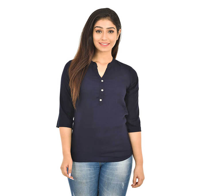 Buy V-Neck Dark Blue Regular Top