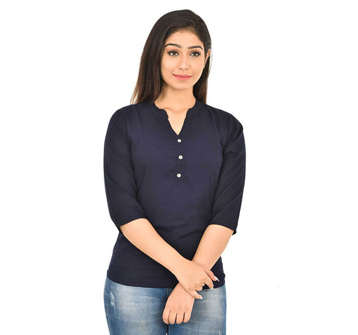 Buy V-Neck Dark Blue Regular Top