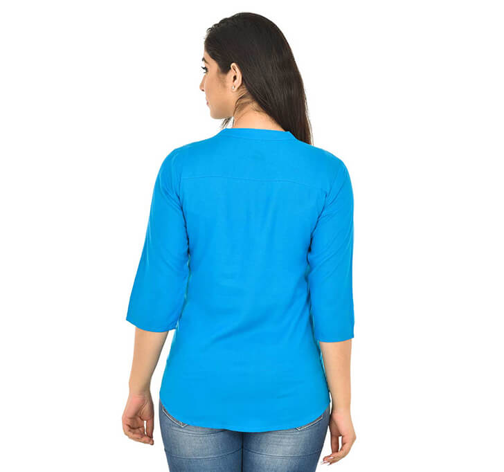Buy V-Neck Dark Sky Blue Regular Top