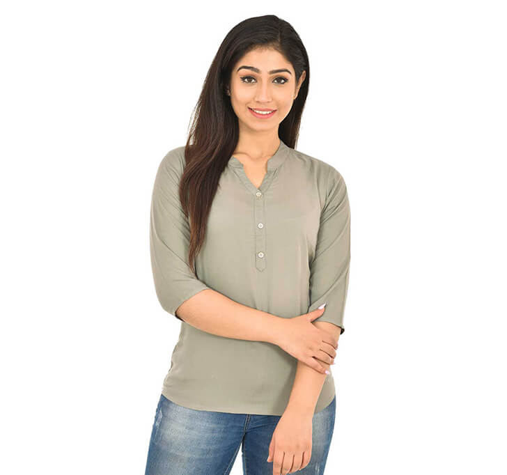 Buy V-Neck Grey Regular Top