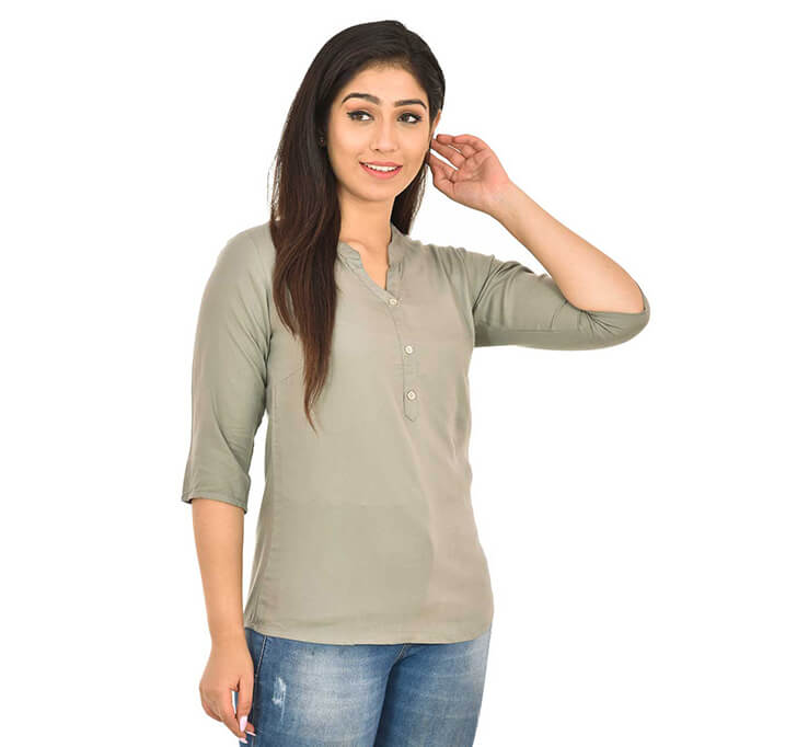 Buy V-Neck Grey Regular Top