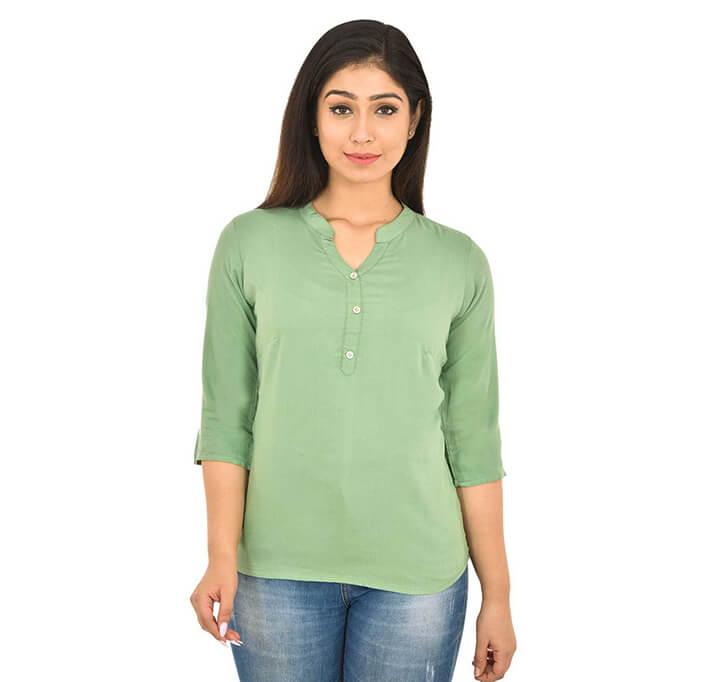 Buy V-Neck Light Green Regular Top